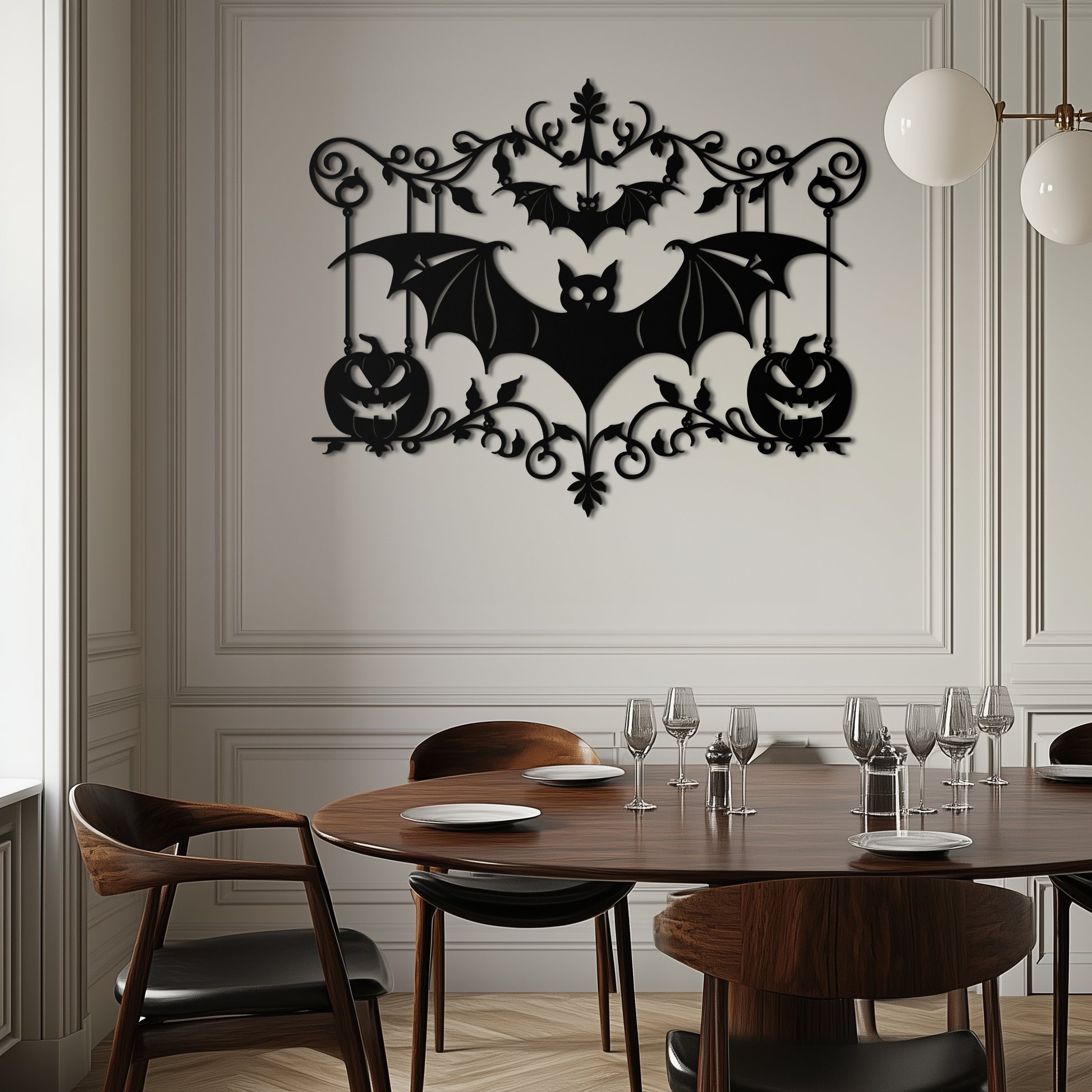 Halloween Bat Pumpkin Metal Wall Art – Spooky Jack-O'-Lantern Steel Decor- KAF328 - Tampa Home & Garden Store