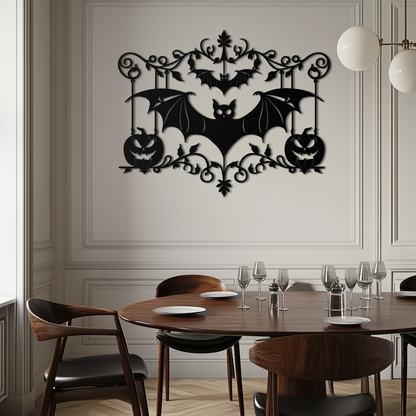 Halloween Bat Pumpkin Metal Wall Art – Spooky Jack-O'-Lantern Steel Decor- KAF328 - Tampa Home & Garden Store