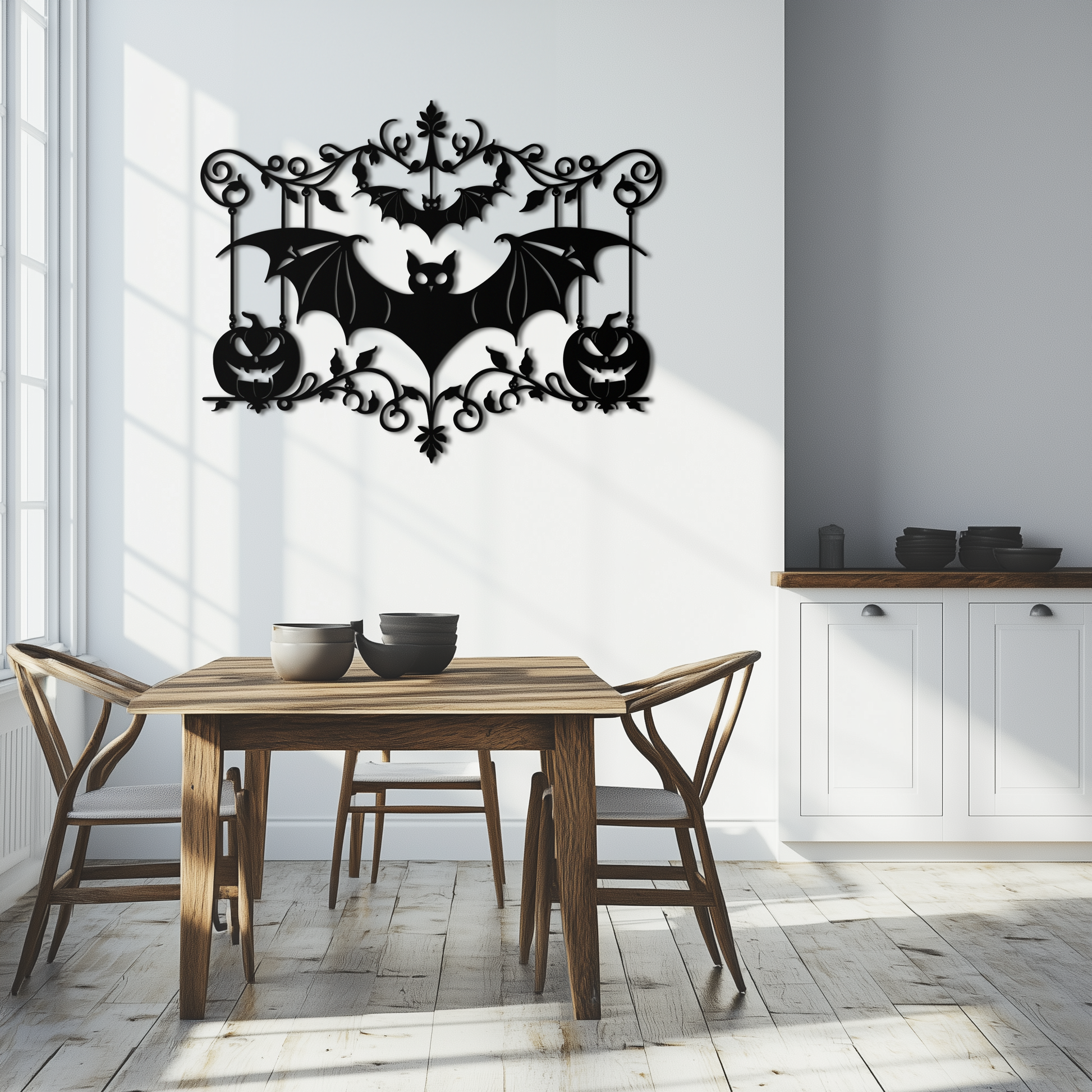 Halloween Bat Pumpkin Metal Wall Art – Spooky Jack-O'-Lantern Steel Decor- KAF328 - Tampa Home & Garden Store