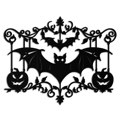 Halloween Bat Pumpkin Metal Wall Art – Spooky Jack-O'-Lantern Steel Decor- KAF328 - Tampa Home & Garden Store