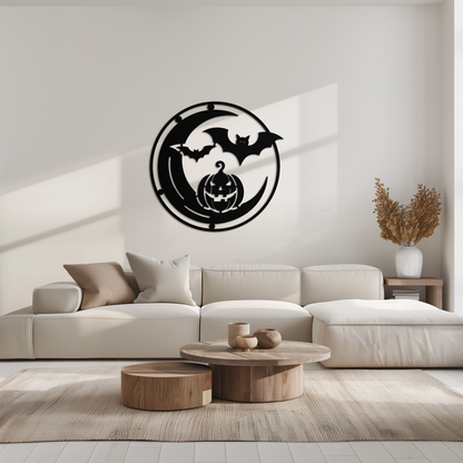 Halloween Bat Pumpkin Metal Wall Art – Spooky Jack-O'-Lantern Steel Decor- KAF371 - Tampa Home & Garden Store