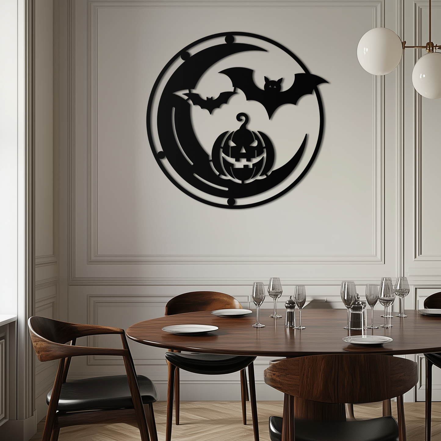 Halloween Bat Pumpkin Metal Wall Art – Spooky Jack-O'-Lantern Steel Decor- KAF371 - Tampa Home & Garden Store