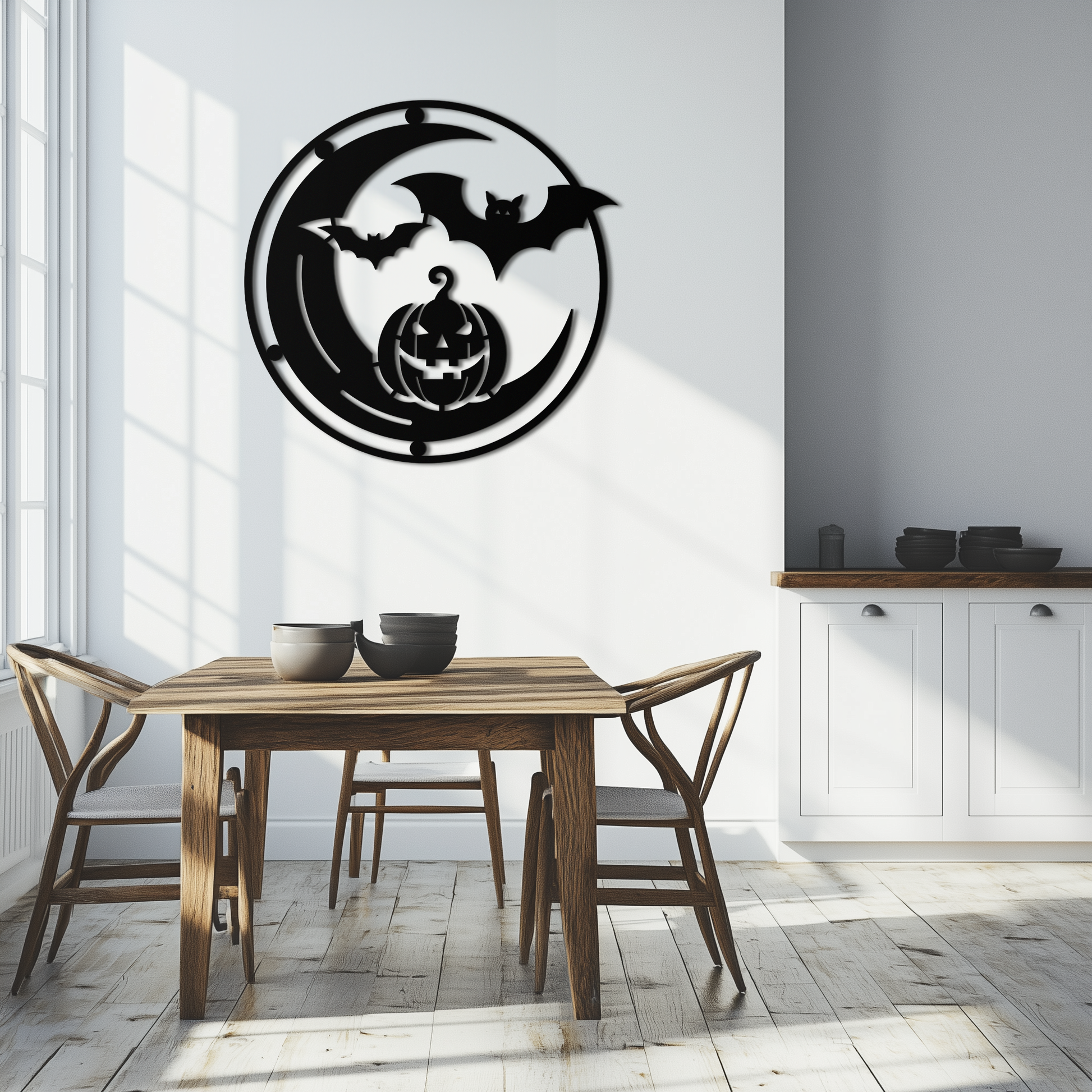 Halloween Bat Pumpkin Metal Wall Art – Spooky Jack-O'-Lantern Steel Decor- KAF371 - Tampa Home & Garden Store