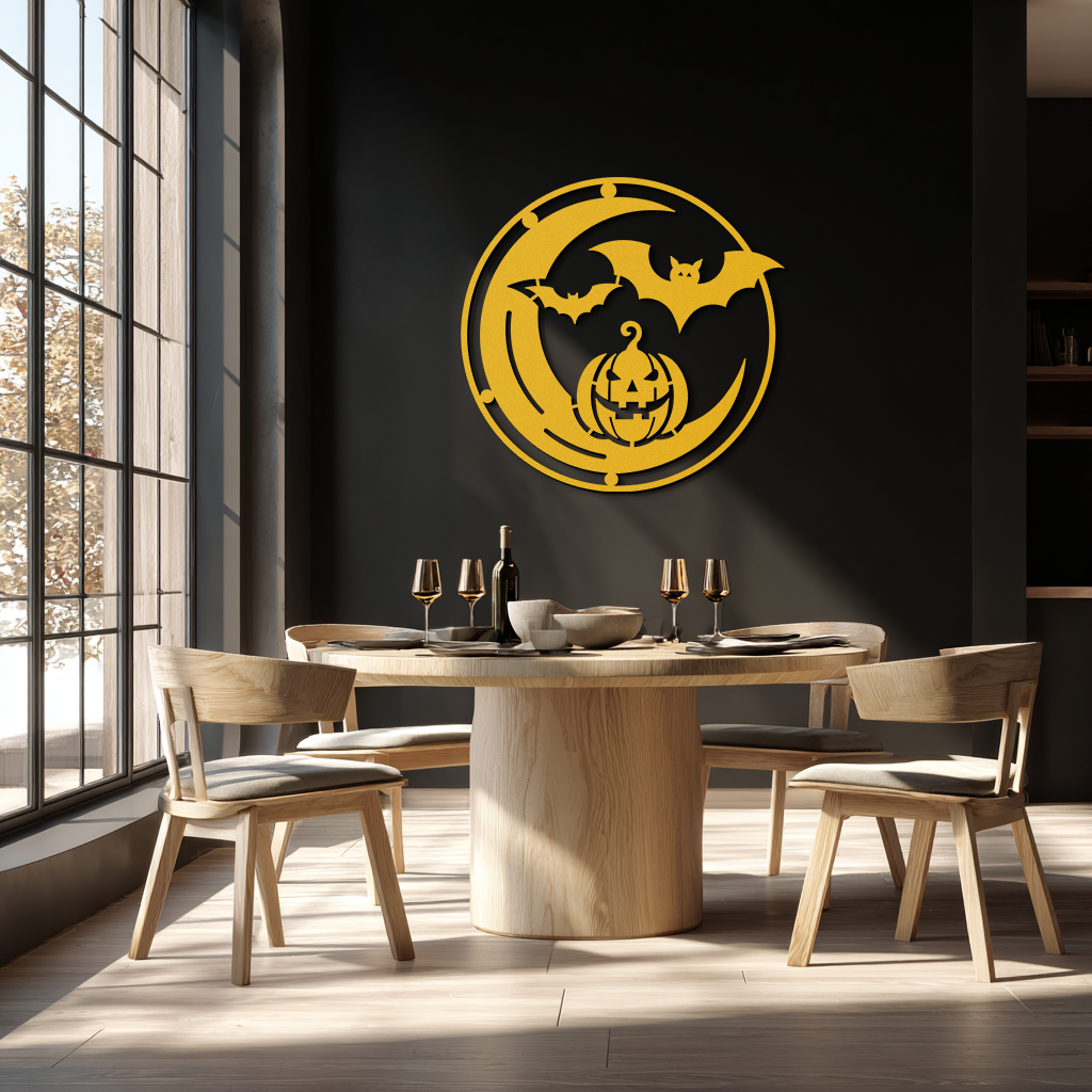 Halloween Bat Pumpkin Metal Wall Art – Spooky Jack-O'-Lantern Steel Decor- KAF371 - Tampa Home & Garden Store