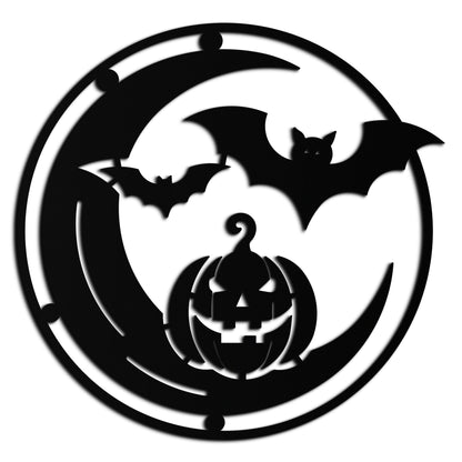 Halloween Bat Pumpkin Metal Wall Art – Spooky Jack-O'-Lantern Steel Decor- KAF371 - Tampa Home & Garden Store