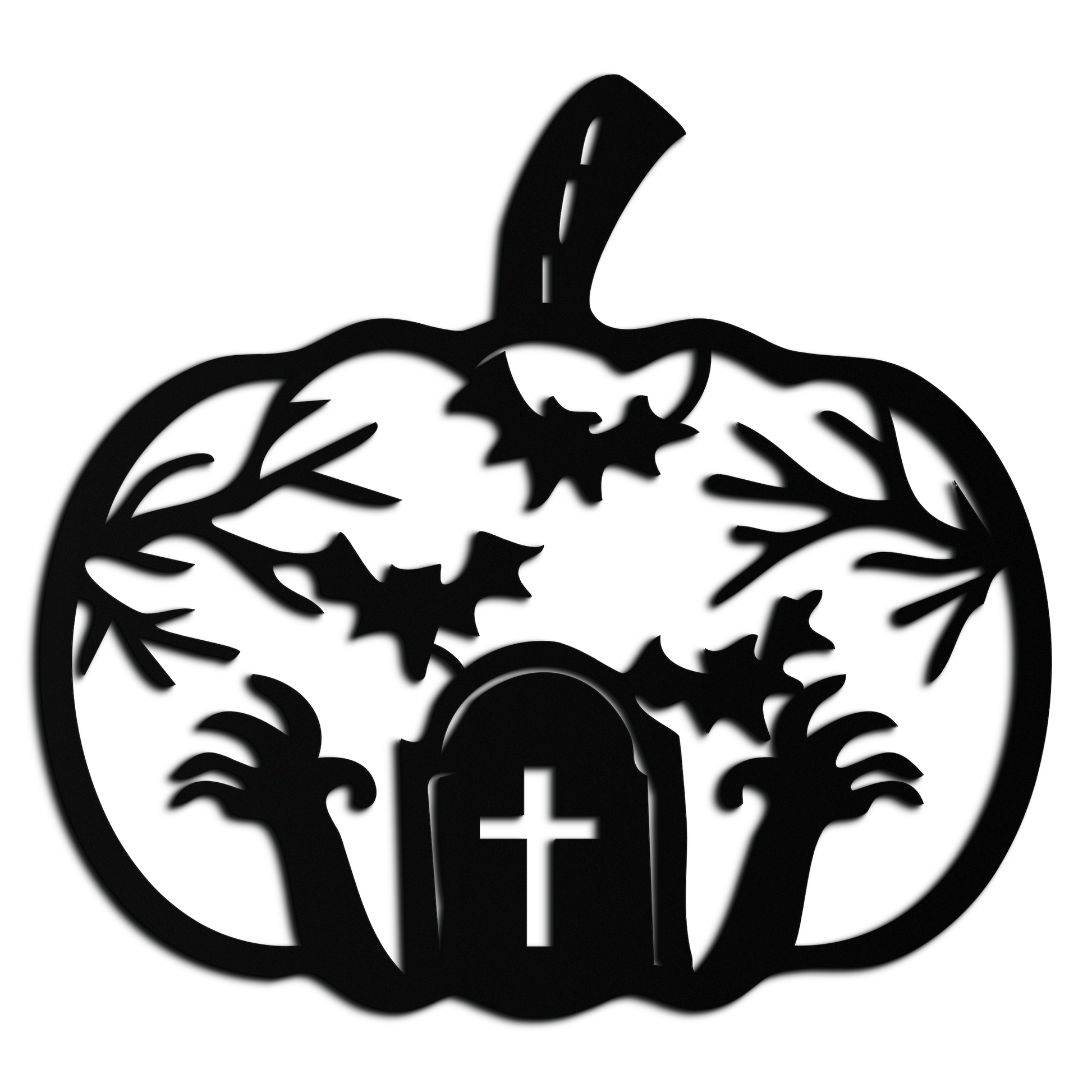 Halloween Cemetery Pumpkin Metal Wall Art – Spooky Black Steel Halloween Decor- KAF504 - Tampa Home & Garden Store