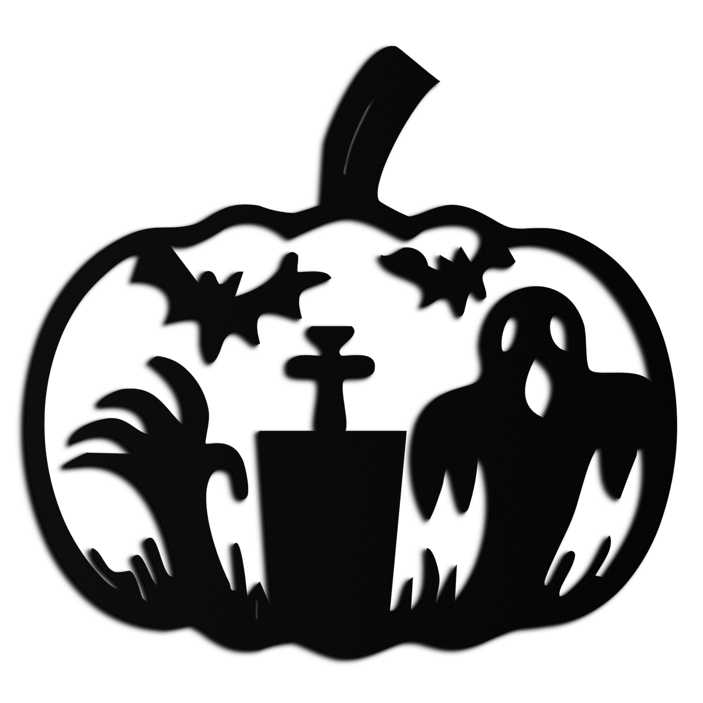 Halloween Ghost Pumpkin Metal Wall Art – Black Steel Spooky Holiday Decoration- KAF503 - Tampa Home & Garden Store