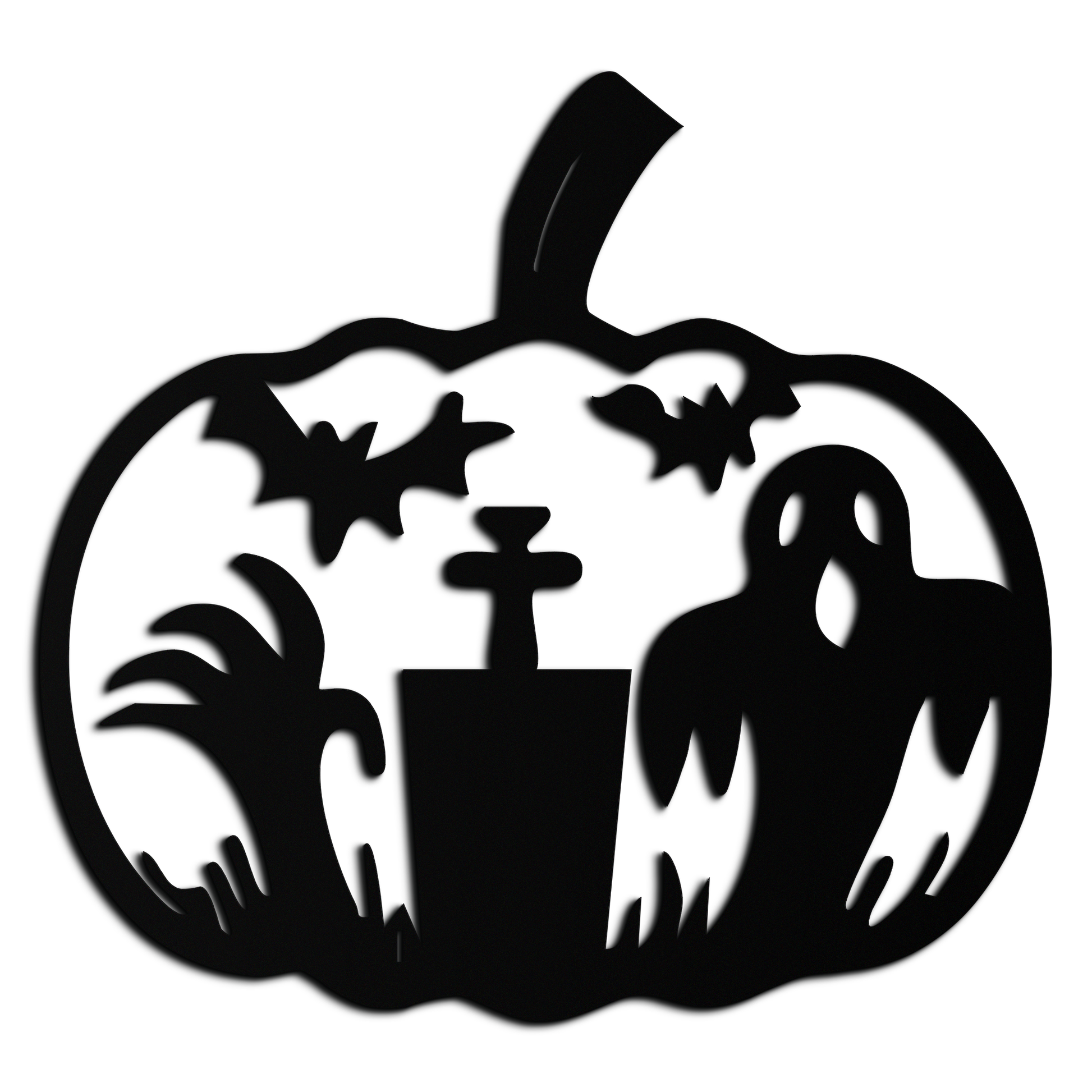 Halloween Ghost Pumpkin Metal Wall Art – Black Steel Spooky Holiday Decoration- KAF503 - Tampa Home & Garden Store