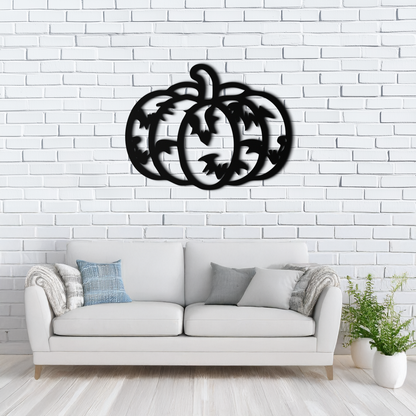 Halloween Pumpkin Faces Metal Wall Art – Spooky Black Steel Decoration- KAF502 - Tampa Home & Garden Store