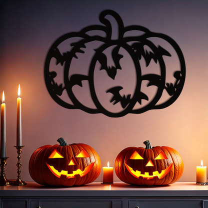Halloween Pumpkin Faces Metal Wall Art – Spooky Black Steel Decoration- KAF502 - Tampa Home & Garden Store