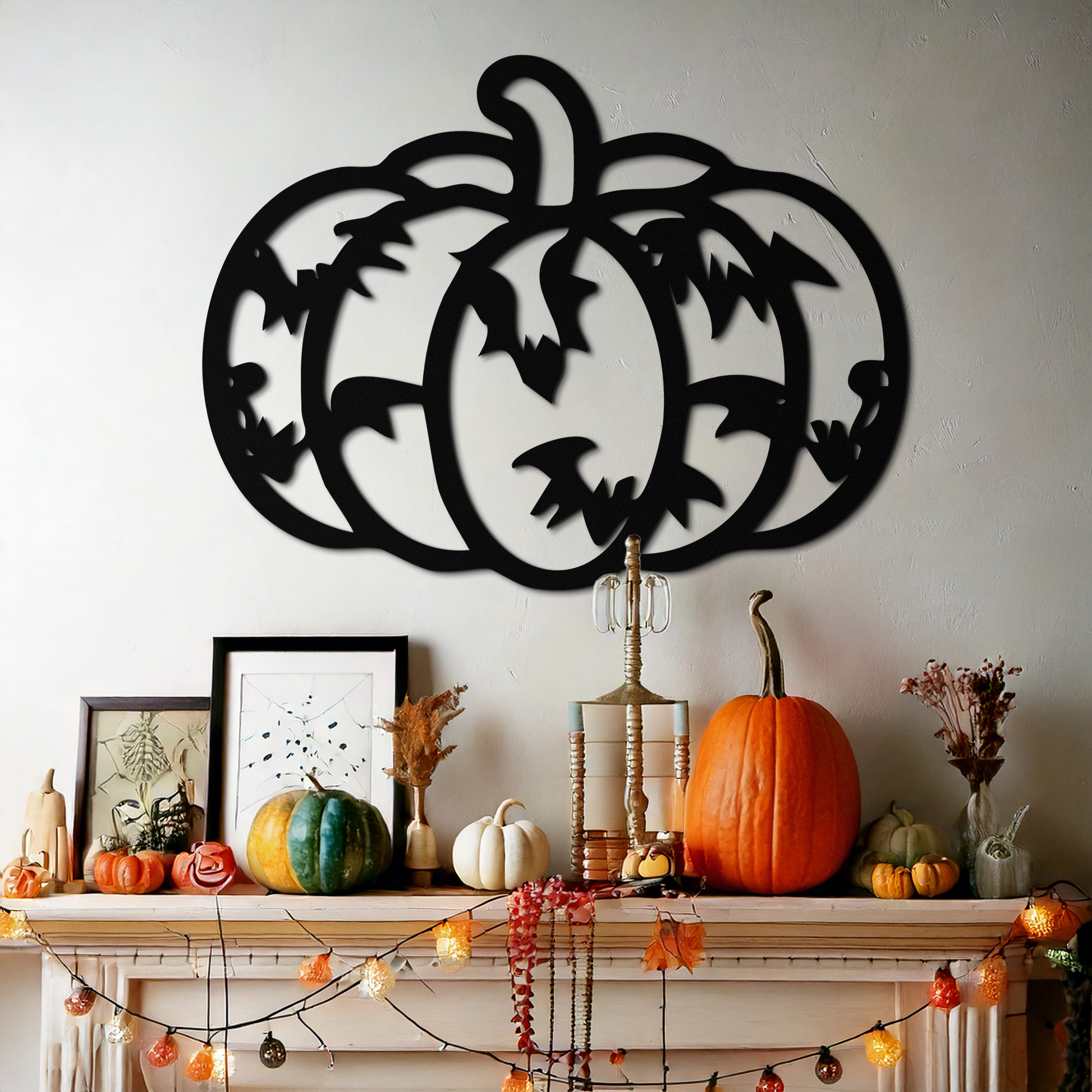 Halloween Pumpkin Faces Metal Wall Art – Spooky Black Steel Decoration- KAF502 - Tampa Home & Garden Store
