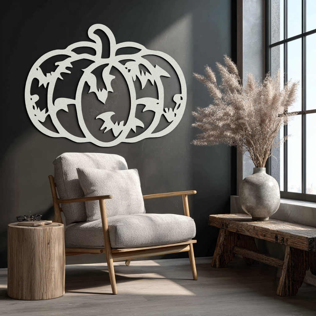 Halloween Pumpkin Faces Metal Wall Art – Spooky Black Steel Decoration- KAF502 - Tampa Home & Garden Store
