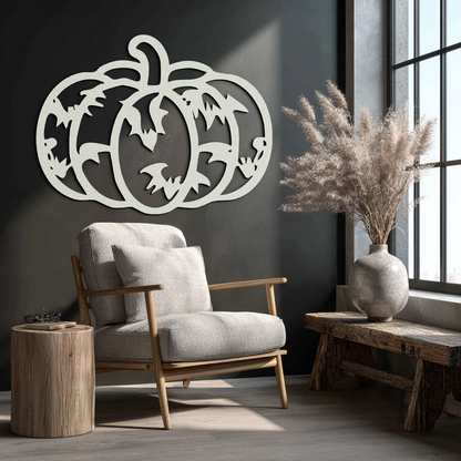 Halloween Pumpkin Faces Metal Wall Art – Spooky Black Steel Decoration- KAF502 - Tampa Home & Garden Store