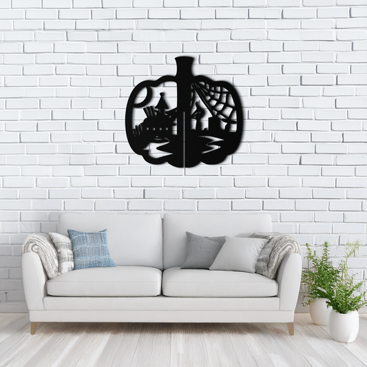 Halloween Pumpkin Metal Wall Art – Spooky Black Steel Halloween Decor- KAF498 - Tampa Home & Garden Store