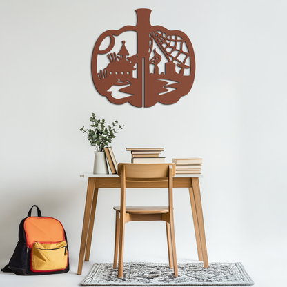 Halloween Pumpkin Metal Wall Art – Spooky Black Steel Halloween Decor- KAF498 - Tampa Home & Garden Store