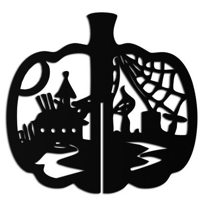 Halloween Pumpkin Metal Wall Art – Spooky Black Steel Halloween Decor- KAF498 - Tampa Home & Garden Store