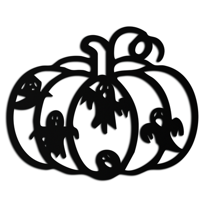 Halloween Pumpkin and Ghosts Metal Wall Art – Spooky Black Steel Decoration- KAF505 - Tampa Home & Garden Store