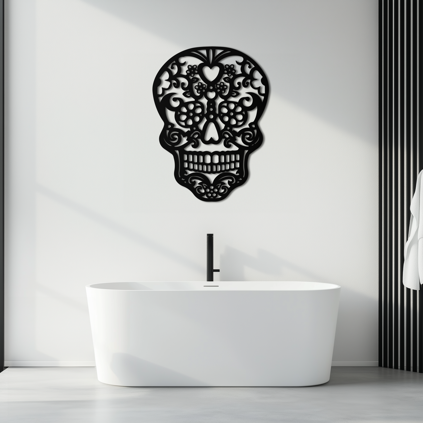 Halloween Skull Metal Wall Art - Intricate Floral Skull Decor- KAF283 - Tampa Home & Garden Store