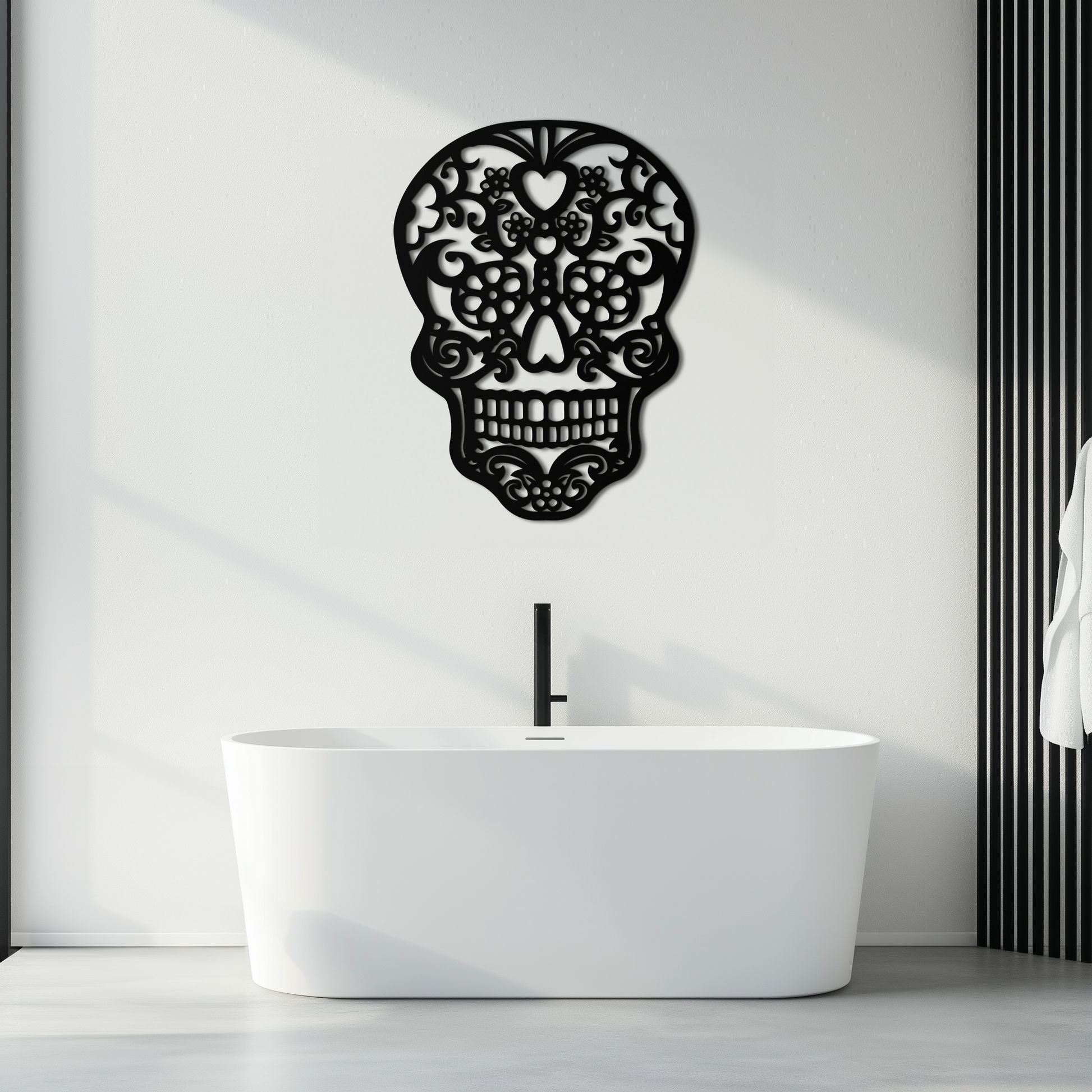 Halloween Skull Metal Wall Art - Intricate Floral Skull Decor- KAF283 - Tampa Home & Garden Store