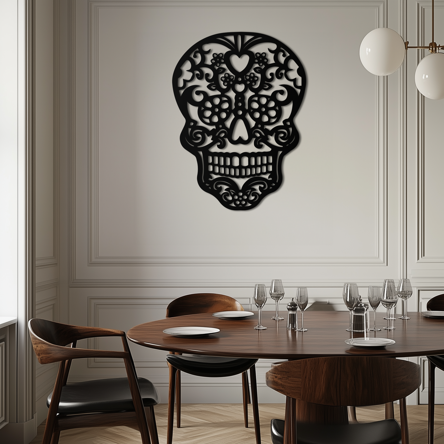 Halloween Skull Metal Wall Art - Intricate Floral Skull Decor- KAF283 - Tampa Home & Garden Store