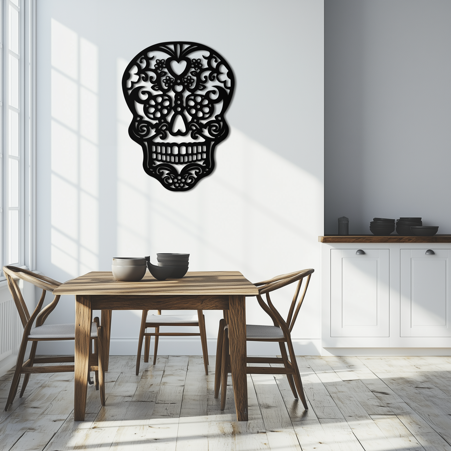 Halloween Skull Metal Wall Art - Intricate Floral Skull Decor- KAF283 - Tampa Home & Garden Store