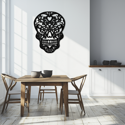 Halloween Skull Metal Wall Art - Intricate Floral Skull Decor- KAF283 - Tampa Home & Garden Store