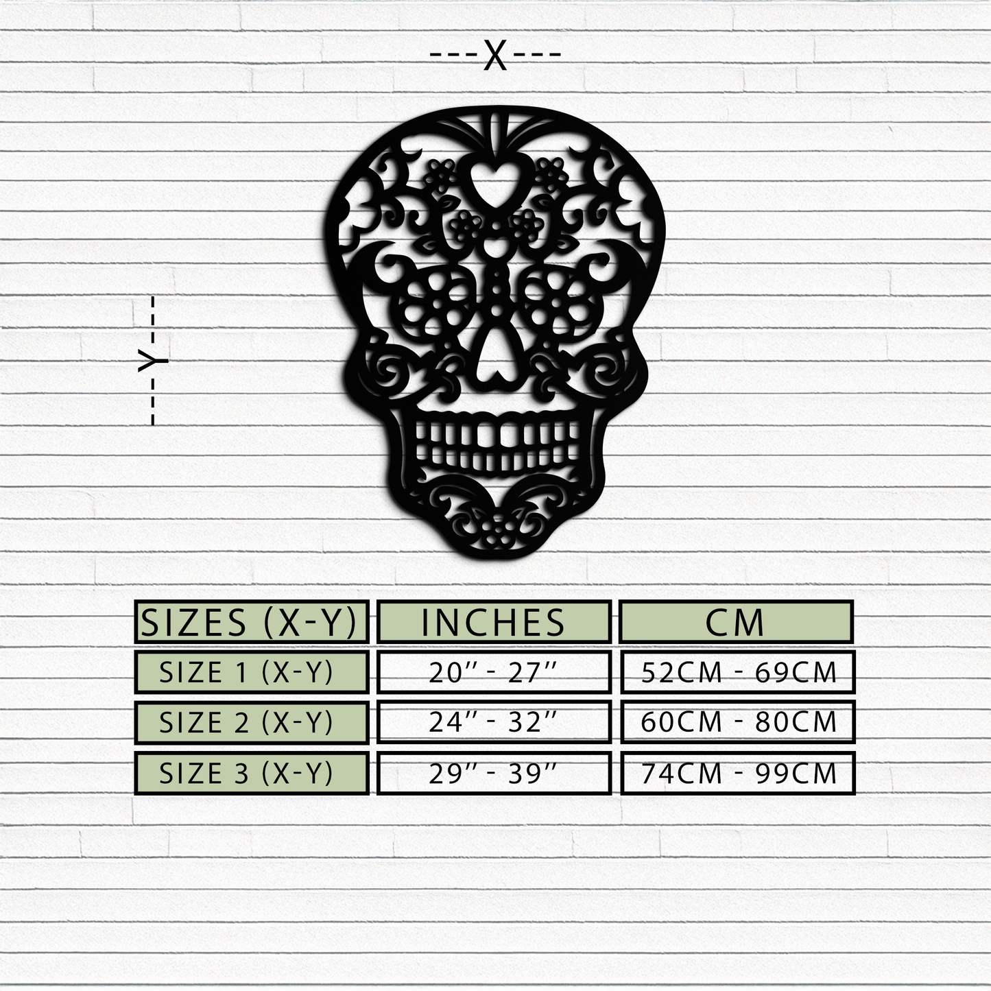 Halloween Skull Metal Wall Art - Intricate Floral Skull Decor- KAF283 - Tampa Home & Garden Store