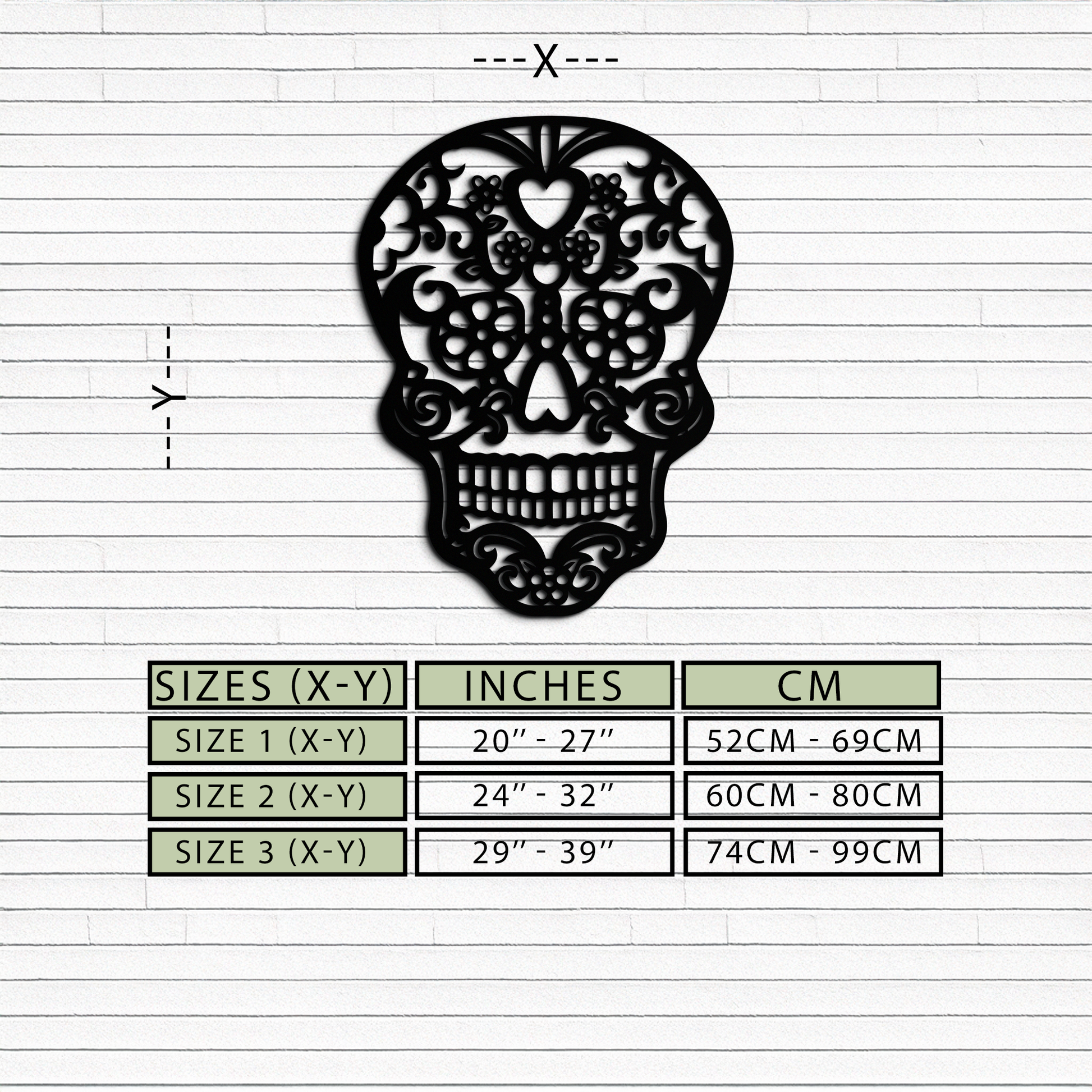 Halloween Skull Metal Wall Art - Intricate Floral Skull Decor- KAF283 - Tampa Home & Garden Store