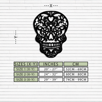 Halloween Skull Metal Wall Art - Intricate Floral Skull Decor- KAF283 - Tampa Home & Garden Store