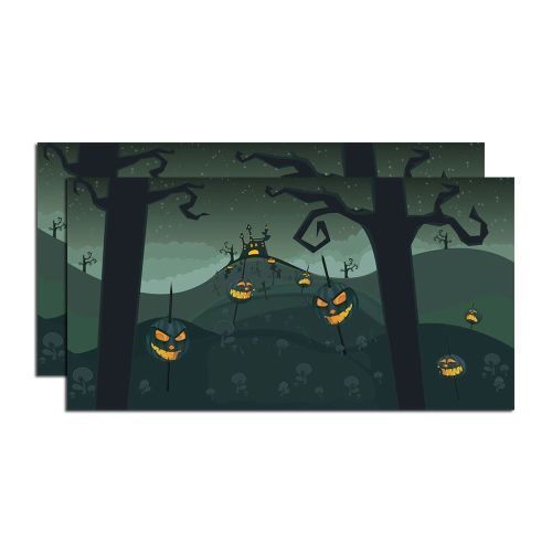 Halloween Spooky Pumpkins Backdrop - 20 Inch - Set Of 2 - Tampa Home & Garden Store