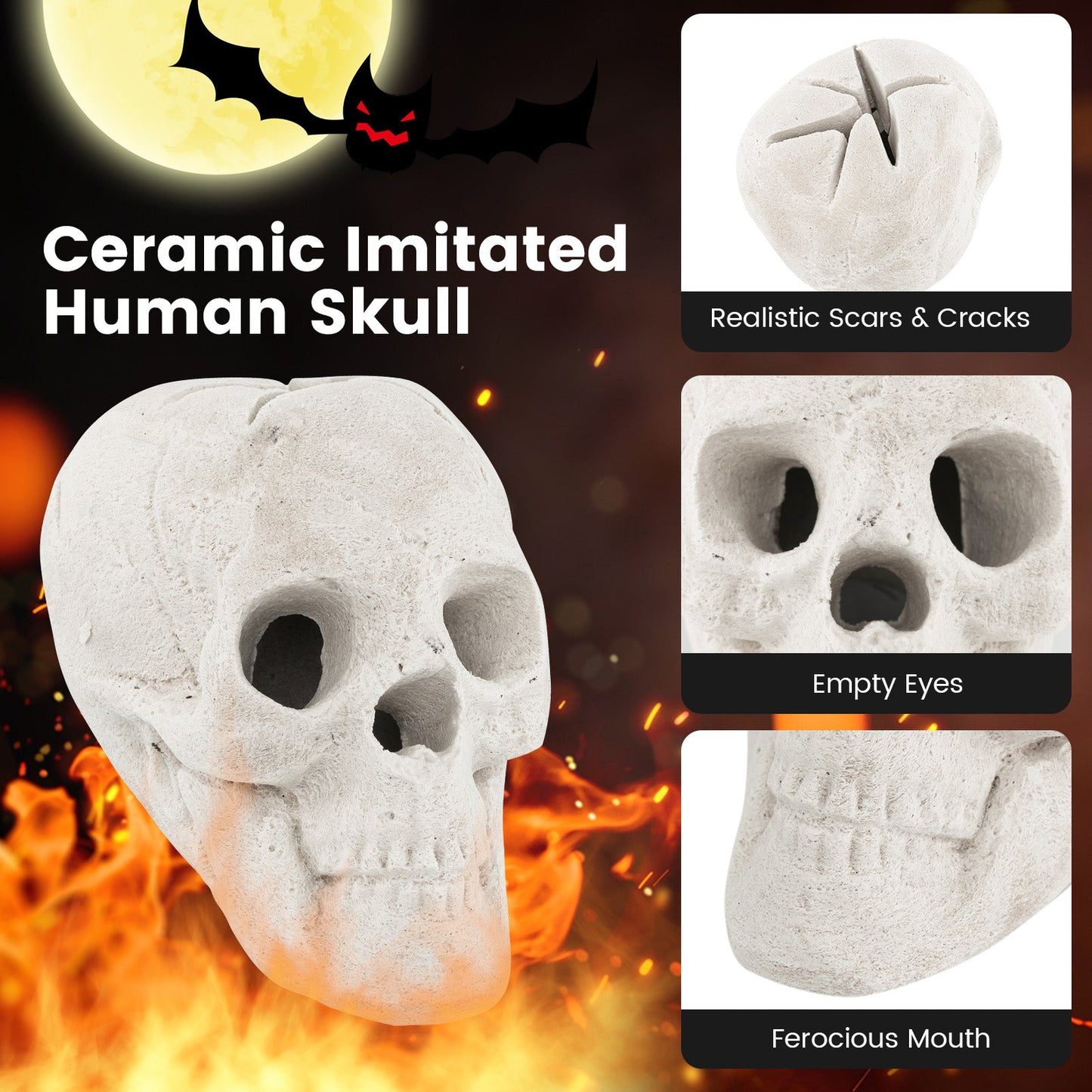 Calavera de Halloween para Fogata - Beige