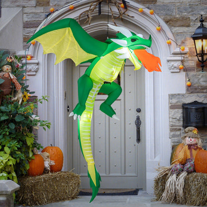 5 Feet Hanging Halloween Inflatable Dragon DirectDeals, green dragon with yellow wings on Tampa Home & Garden Store