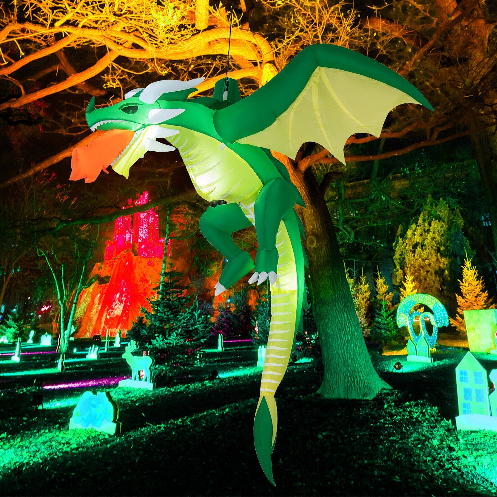5ft Hanging Halloween Inflatable Dragon DirectDeals dragon with yellow belly and wings on Tampa Home & Garden Store