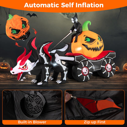 Halloween Inflatable LED lighted pumpkin carriage with skeleton dragon by DirectDeals on Tampa Home & Garden Store