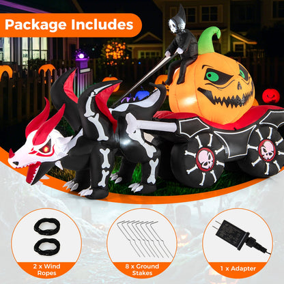 Halloween Inflatable LED Lighted Carriage with Pumpkin and Skeleton Dragon by DirectDeals on Tampa Home & Garden Store