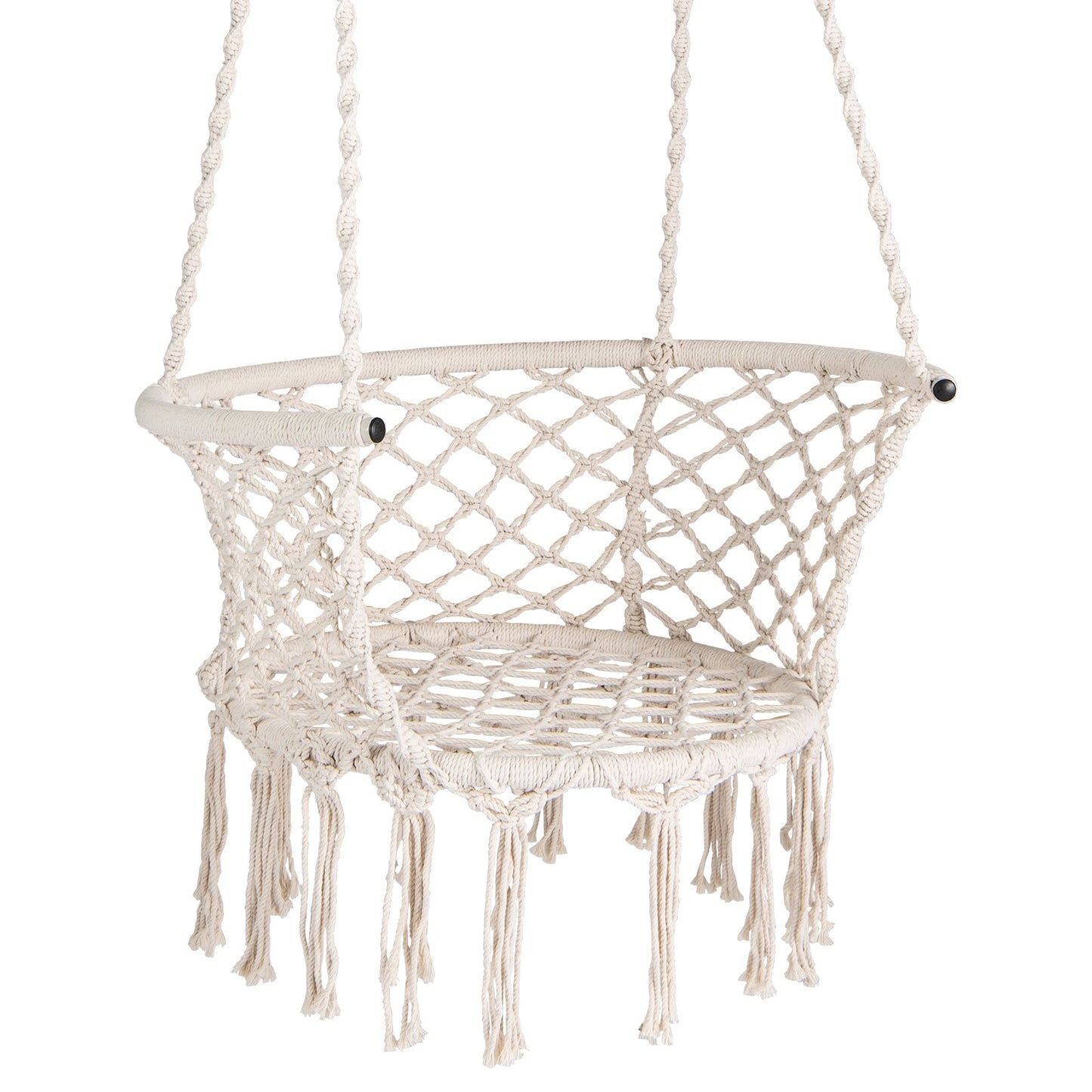 Hammock Chair Macrame Swing Hanging Cotton Rope Chair-Beige