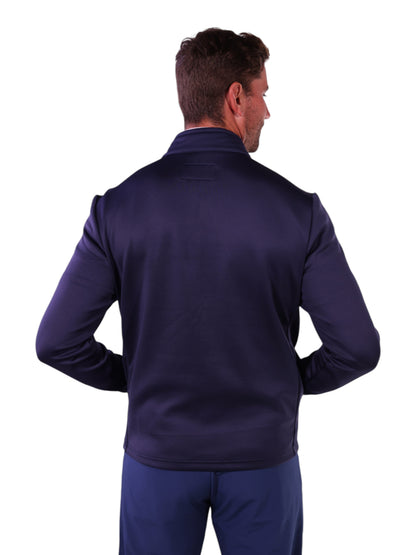 Hampton Pullover Technical Layer navy quarter-zip outerwear back view with stand collar on Tampa Home & Garden Store