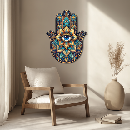 Hamsa Eye Wall Art – Boho Evil Eye Metal Decor-KAFUVM036 - Tampa Home & Garden Store