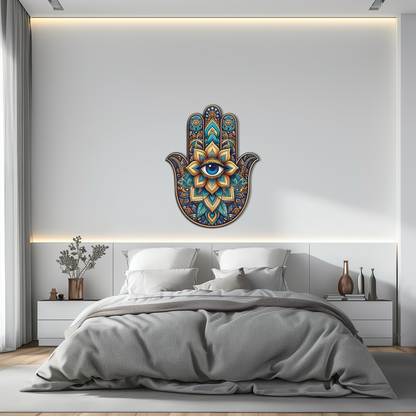 Hamsa Eye Wall Art – Boho Evil Eye Metal Decor-KAFUVM036 - Tampa Home & Garden Store