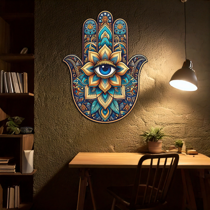 Hamsa Eye Wall Art – Boho Evil Eye Metal Decor-KAFUVM036 - Tampa Home & Garden Store