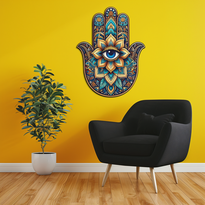 Hamsa Eye Wall Art – Boho Evil Eye Metal Decor-KAFUVM036 - Tampa Home & Garden Store