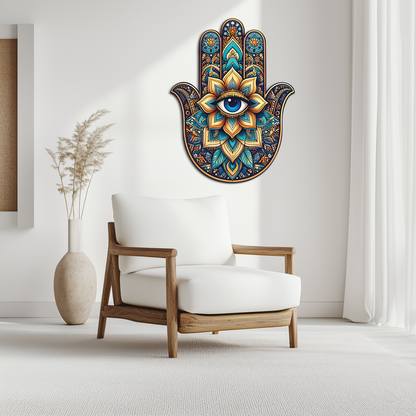 Hamsa Eye Wall Art – Boho Evil Eye Metal Decor-KAFUVM036 - Tampa Home & Garden Store
