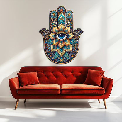 Hamsa Eye Wall Art – Boho Evil Eye Metal Decor-KAFUVM036 - Tampa Home & Garden Store