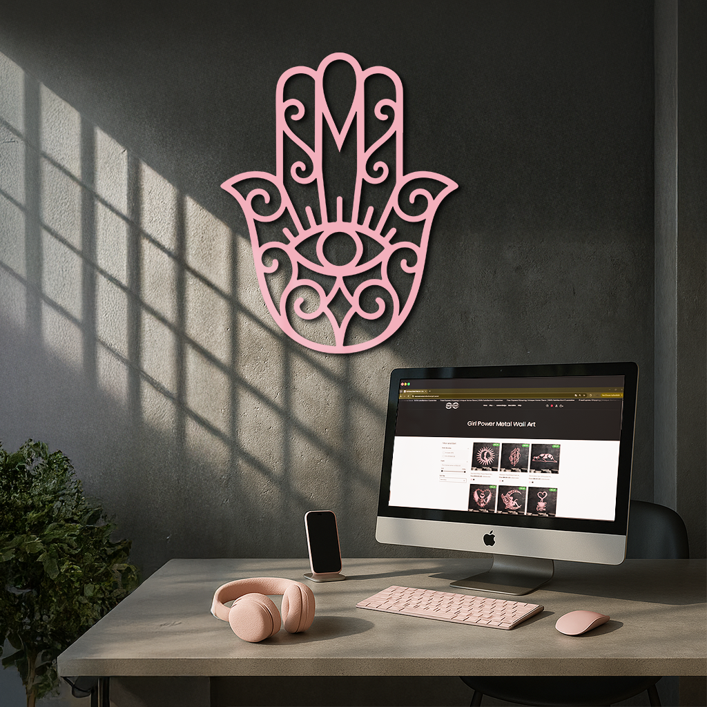 Hamsa Hand Metal Wall Art – Spiritual Protection & Boho Home Decor - KAFGP030 - Tampa Home & Garden Store