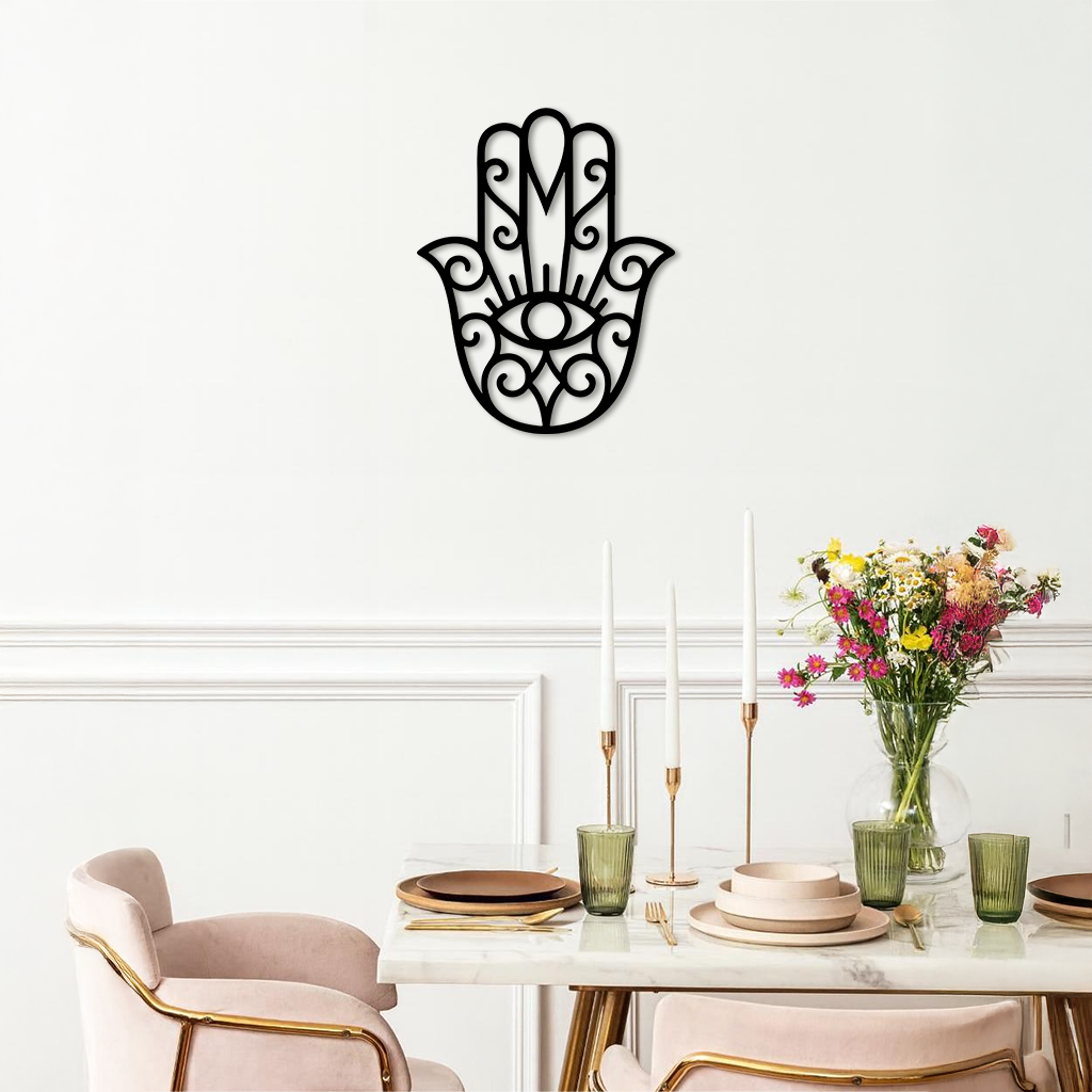 Hamsa Hand Metal Wall Art – Spiritual Protection & Boho Home Decor - KAFGP030 - Tampa Home & Garden Store