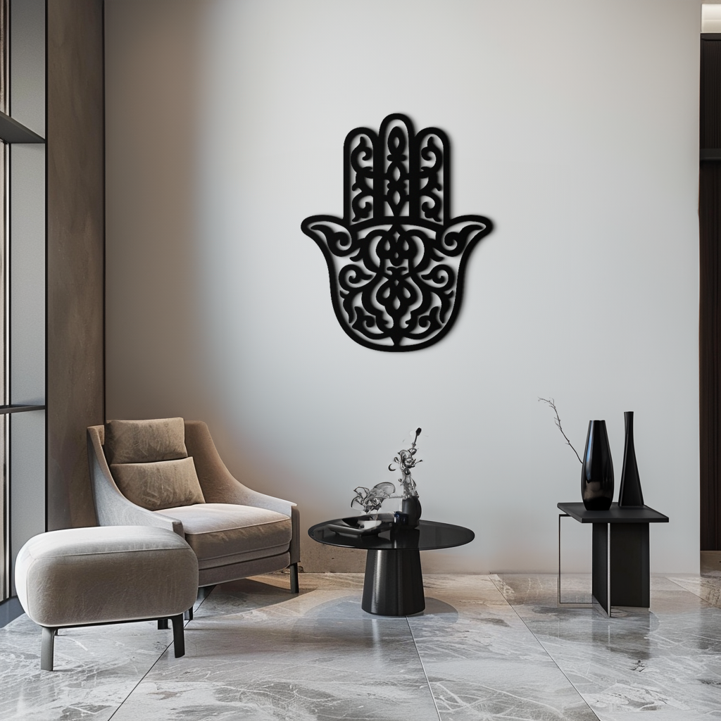Hamsa Hand Metal Wall Art - Symbolic Protection & Spiritual Home Decor - KAF159 - Tampa Home & Garden Store