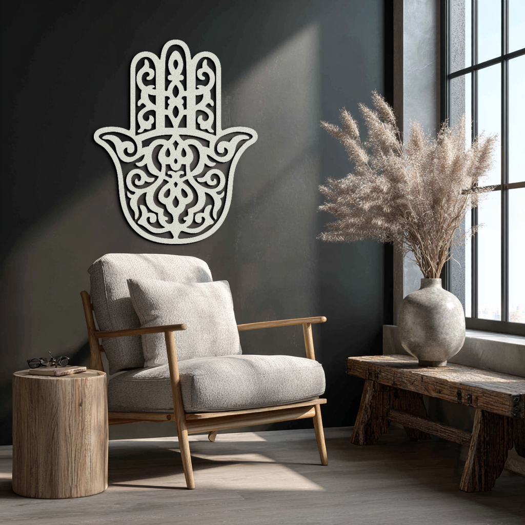 Hamsa Hand Metal Wall Art - Symbolic Protection & Spiritual Home Decor - KAF159 - Tampa Home & Garden Store