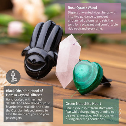 Hamsa Hand of Safe Travels: Aromatherapy Crystal Car Kit - Tampa Home & Garden Store