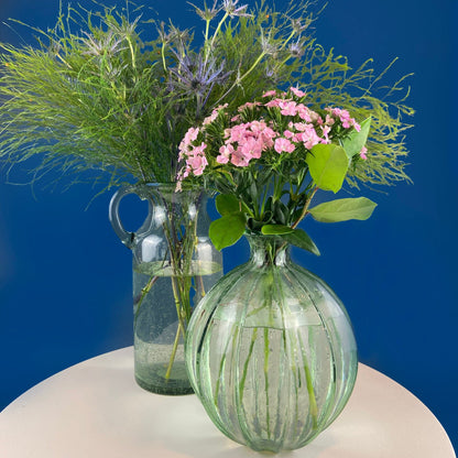 Hand Blown Glass, Light Green Vases. Pair of Large Thick Heavy Glass Flower Vases. Rustic or Modern Home Decor. Art Glass. Collectible Glass - Tampa Home & Garden Store