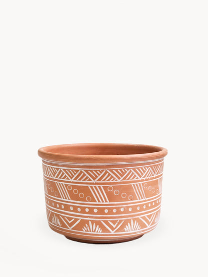 Hand Etched Terracotta Pot - Large - Tampa Home & Garden Store